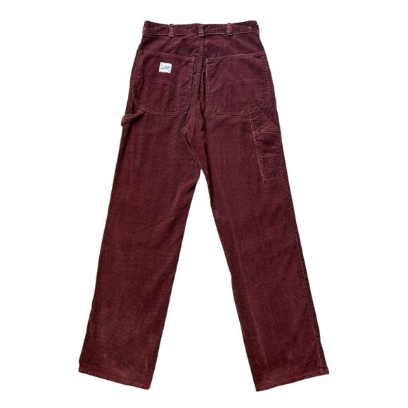 70s Vintage Highwaisted Carpenter Corduroy Pants Lee Burgundy Straightleg. - Picture 1 of 5